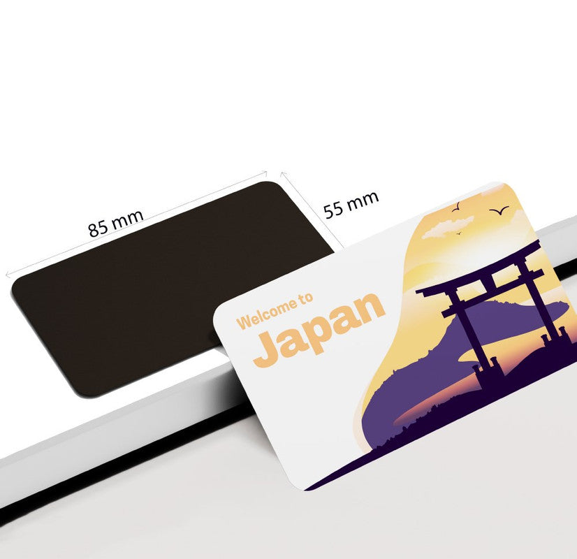 dhcrafts Rectangular Rubber Fridge Magnet / Magnetic Card Multicolor Japan D1 Design Pack of 1 (8.6cm x 5.4cm)